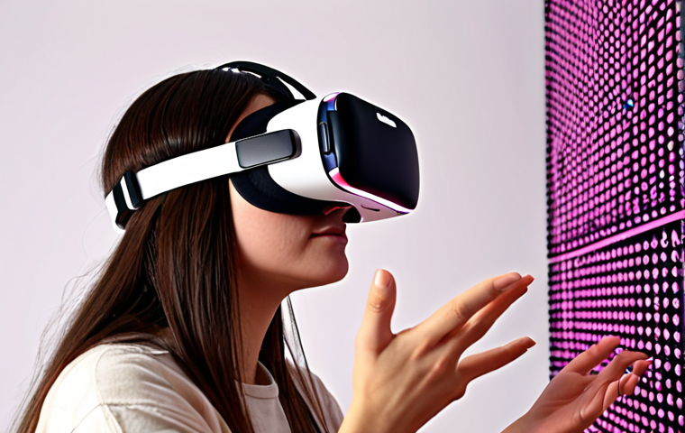 **Prompt:** Immersive reverse metaverse experience with high-quality visuals and realistic 3D audio, stimulating all five senses. The user is wearing a VR headset and interacting with the digital environment, feeling the textures and scents of the virtual world.