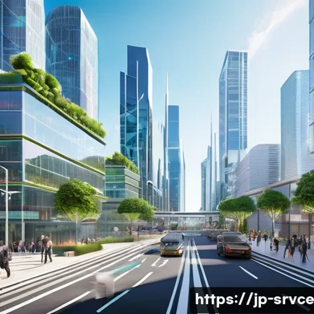 역메타버스와 디지털 트윈의 연결 - **Prompt 1: Smart City Operating with Digital Twin and Reverse Metaverse**
"A vibrant, futuristi...