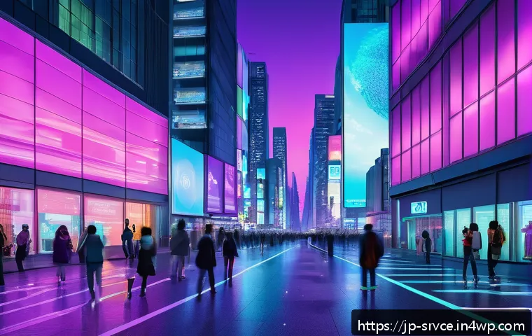 역메타버스 서비스와 가상 현실의 차이 - A futuristic urban cityscape showcasing the concept of reverse metaverse technology: real-time digit...