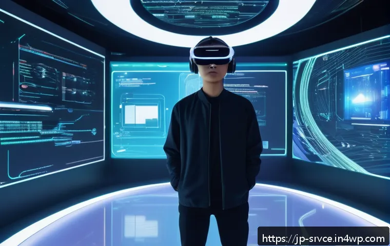 역메타버스 서비스에 대한 법적 고려 사항 - A futuristic virtual reality scene depicting a diverse group of users interacting safely within a me...